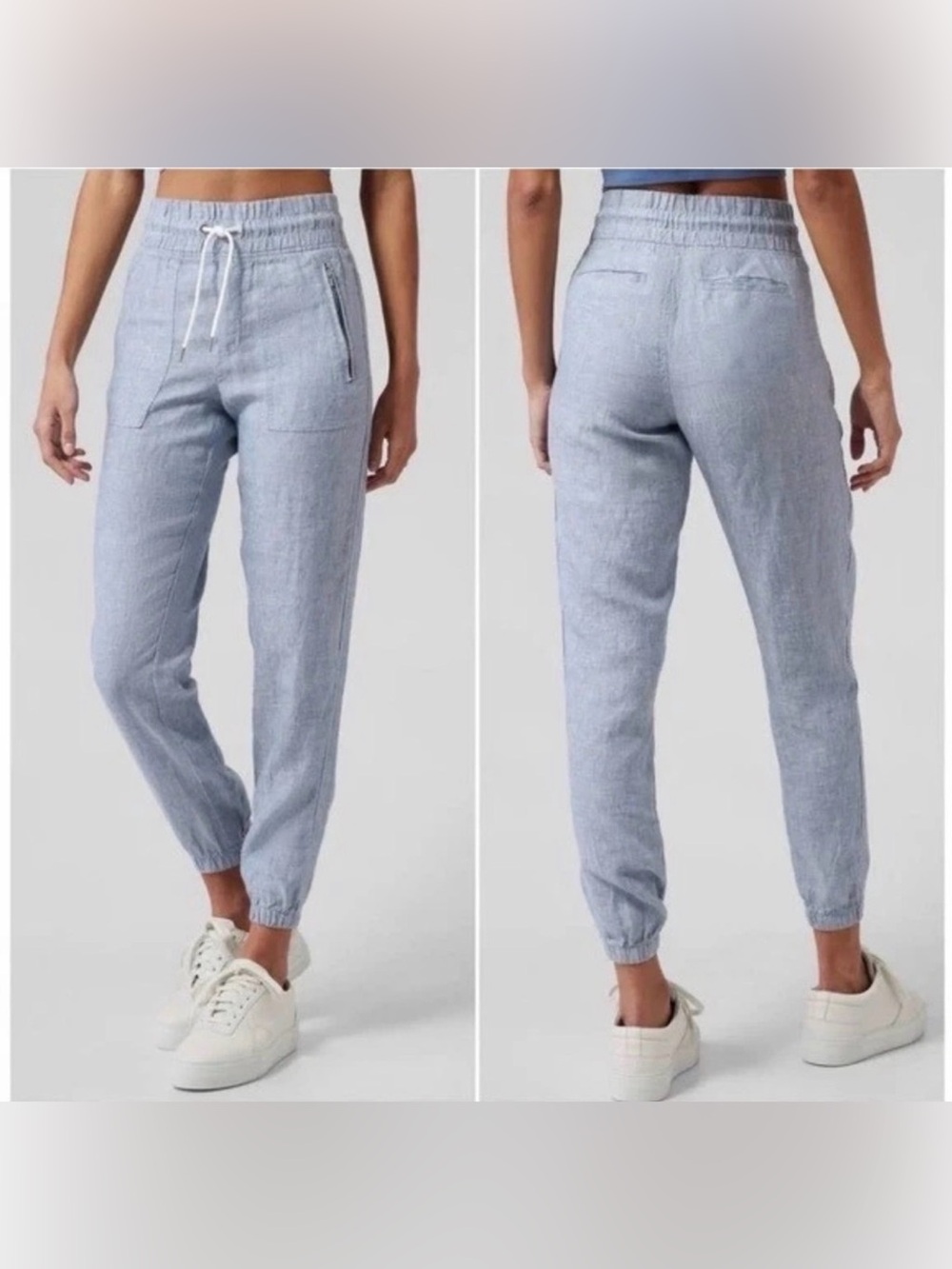 Athleta Women’s Cabo Linen Jogger Chambray Blue 4 TALL